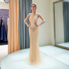 Gold Evening Dresses Beaded Beading Crystal Luxury Mermaid
