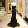 Black Evening Dress Long Luxury Beaded Crystals Sexy V-Neck Mermaid