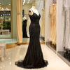 Black Evening Dress Long Luxury Beaded Crystals Sexy V-Neck Mermaid