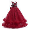 Burgundy Flower Girl's Dresses Lace Wedding Princess