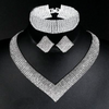 Luxury Classic Crystal Bridal Jewelry Set for Women Clear Rhinestone Wedding Bracelets Necklace Sets