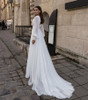 Simple Mermaid Wedding Dress Long Sleeve Chiffon Lace Boho Style