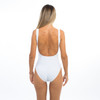 Sample Sale - White Swimsuit, "Bride", in Blue Glitter, Size: M