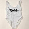 Sample Sale - White Swimsuit, "Bride", in Black Glitter, Size: M
