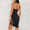 Lace Insert Black Bodycon Dress