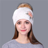 Winter Hat For Women & Girls. Wool  Knitted Hat.  Beanie Cap Embroidery With  Mink Faux-Fur Pom Pom.