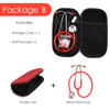 Red Color Medical Stethoscope Otoscope Tuning Fork Reflex Hammer LED Penlight Torch Tool Health Monitor Storage Case Full kit