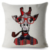 Nordic Cartoon Deer Head Print Cushion Cover Beige Linen Pillow Covers 45X45 Throw Pillows Cases For Sofa