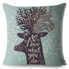 Nordic Cartoon Deer Head Print Cushion Cover Beige Linen Pillow Covers 45X45 Throw Pillows Cases For Sofa