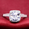 Women's Solid 925 Sterling Silver Cushion Cut Zircon Cz Jewelry Set Engagement Ring