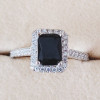 Women Luxury Silver Engagement Wedding Rings Optional Colors Blue And Yellow