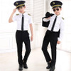 Kids Career Costume Pilot Flight Attendant Cosplay Uniforms Aircraft Captain Clothes