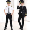 Kids Career Costume Pilot Flight Attendant Cosplay Uniforms Aircraft Captain Clothes