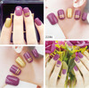 24Pcs Fashion Fake Nails Glitter Gold White Pink Mauve Square Artificial Nail