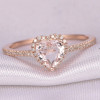 Fashion Crystal Heart Shaped Wedding Rings For Women Rose Gold Elegant Engagement Ring