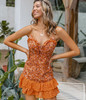 Floral print hollow mini dress