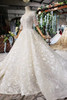 Luxury Lace Wedding Dress Scoop Half Sleeves Appliques Ball Gown W737