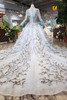 Stunning Long Sleeves Tulle Wedding Dress with Embroidery Bridal Gown W712