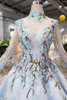 Stunning Long Sleeves Tulle Wedding Dress with Embroidery Bridal Gown W712