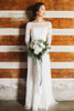 Beautiful A Line Off The Shoulder Classy Ivory Lace Long Beach Wedding Dresses W800