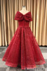 Stunning A Line V Neck Prom Dress with Sequins D340