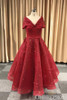Stunning A Line V Neck Prom Dress with Sequins D340