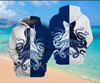Blue Octopus Art Contrast Hoodie