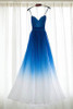 Ombre Chiffon Spaghetti Straps Sleeveless Prom Dresses Pretty A-line Party Dresses OMP36