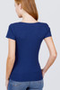 Short Sleeve W/button Detail Henley Neck Rib Knit Top