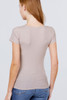 Short Sleeve W/button Detail Henley Neck Rib Knit Top
