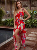 Print Spaghetti Strap Irregular Maxi Dress