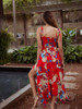 Print Spaghetti Strap Irregular Maxi Dress