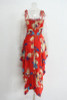 Print Spaghetti Strap Irregular Maxi Dress