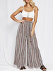 Print Stripe Belted High Waist Wide Leg Pants