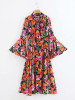 Floral Long Flared Sleeve Loose Maxi Dress
