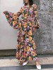 Floral Long Flared Sleeve Loose Maxi Dress