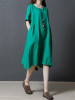 Linen Cotton Solid Color Short Sleeve Loose Dress Linen Cotton Solid Color Short Sleeve Loose Dress