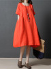 Linen Cotton Solid Color Short Sleeve Loose Dress Linen Cotton Solid Color Short Sleeve Loose Dress