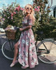 Flower Print Off Shoulder Split Dress