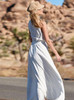 Bohemian Lace-up V-neck Embroidered Sleeveless Holiday Long Dress