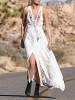 Bohemian Lace-up V-neck Embroidered Sleeveless Holiday Long Dress