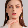 Long Pink Flower Dangle Earrings