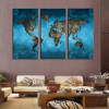 Unframed 3 Panels Abstract Blue Map Landscape HD Picture Canvas Print Painting Modern Canvas Wall Art Gift For Home Decoration