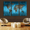 Unframed 3 Panels Abstract Blue Map Landscape HD Picture Canvas Print Painting Modern Canvas Wall Art Gift For Home Decoration