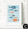Cartoon Fish Ocean Motivational Typography Quotes Mediterranean Art Print Poster Nautical Wall Picture Canvas Painting Home Deco