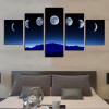 Unframed 5 Panels Abstract Blue Sky Moon Wall Art HD Picture Print On Canvas Painting For Home Decor