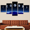 Unframed 5 Panels Abstract Blue Sky Moon Wall Art HD Picture Print On Canvas Painting For Home Decor