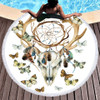 Butterfly Elk Dreamcatcher Round Beach Towel