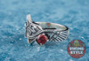 Fenrir Ring - Red Gemstone, 925 Silver