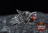 Fenrir Ring - Red Gemstone, 925 Silver